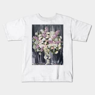 Vintage Beauty, Abstract Bouquet, Antique Bouquet, Beautiful Flowers, Pastel Florals, Palette Knife Flowers, vintage flowers, vintage vase of flowers Kids T-Shirt